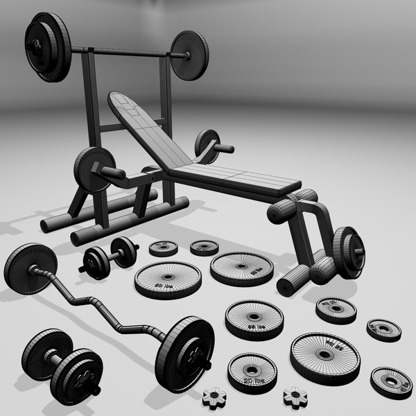 3d realistic exercise machine bench press - Workout Bench by Working Lens Productions